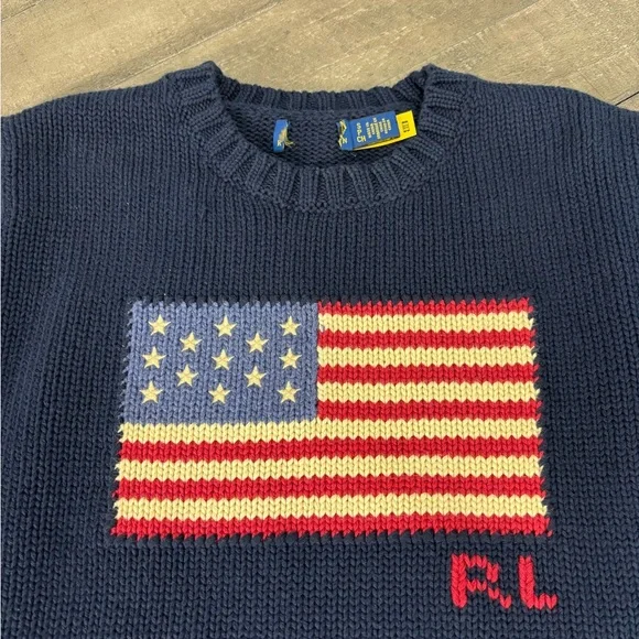 Polo Ralph Lauren American Flag Sweater Navy – Size Small - Picture 4 of 6